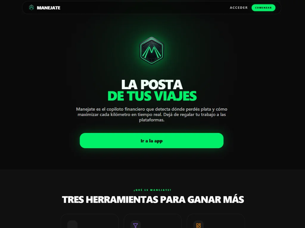 Mockup del proyecto Manejate (SaaS Interno)